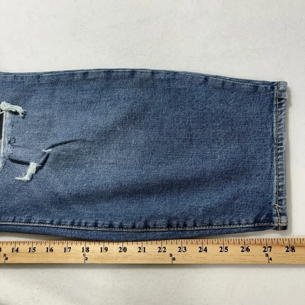 Old Navy Women's 20 High Rise Curvy O.G. Straight Ripped Blue Jeans (40x28) - Picture 13 of 13